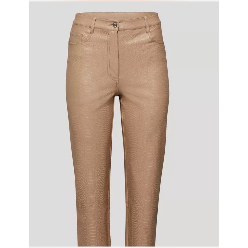 Wilfred Aritzia Melina Pants Tan Snakeskin Embossed Vegan Leather Size 2